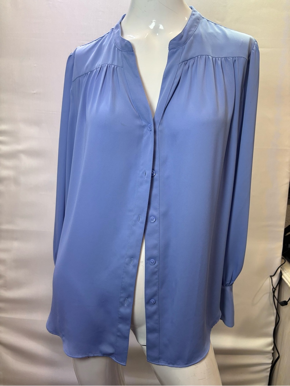 Ann Taylor Lavender Button-Front Mandarin Collar Blouse